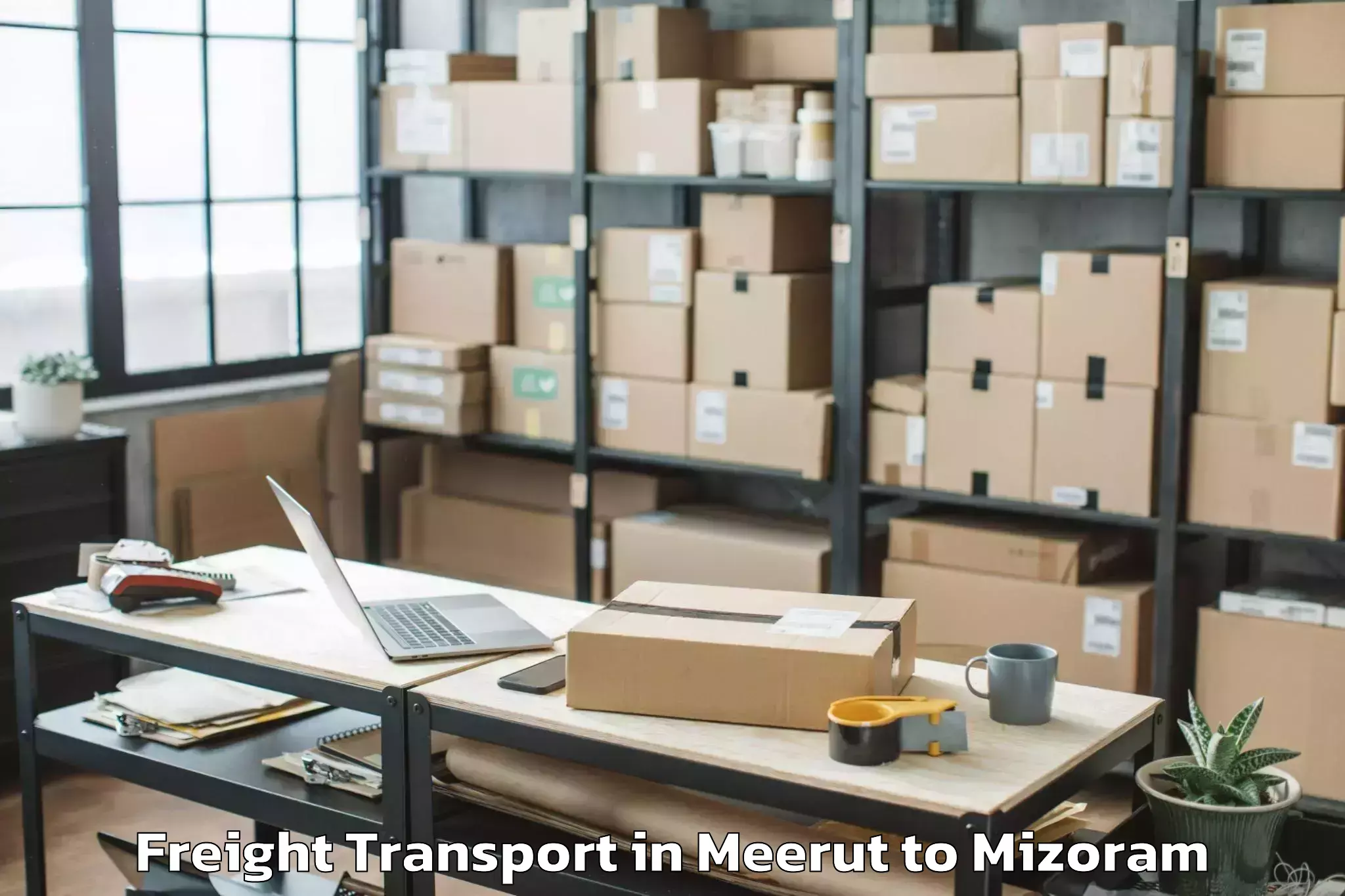 Book Meerut to Saitlaw Freight Transport